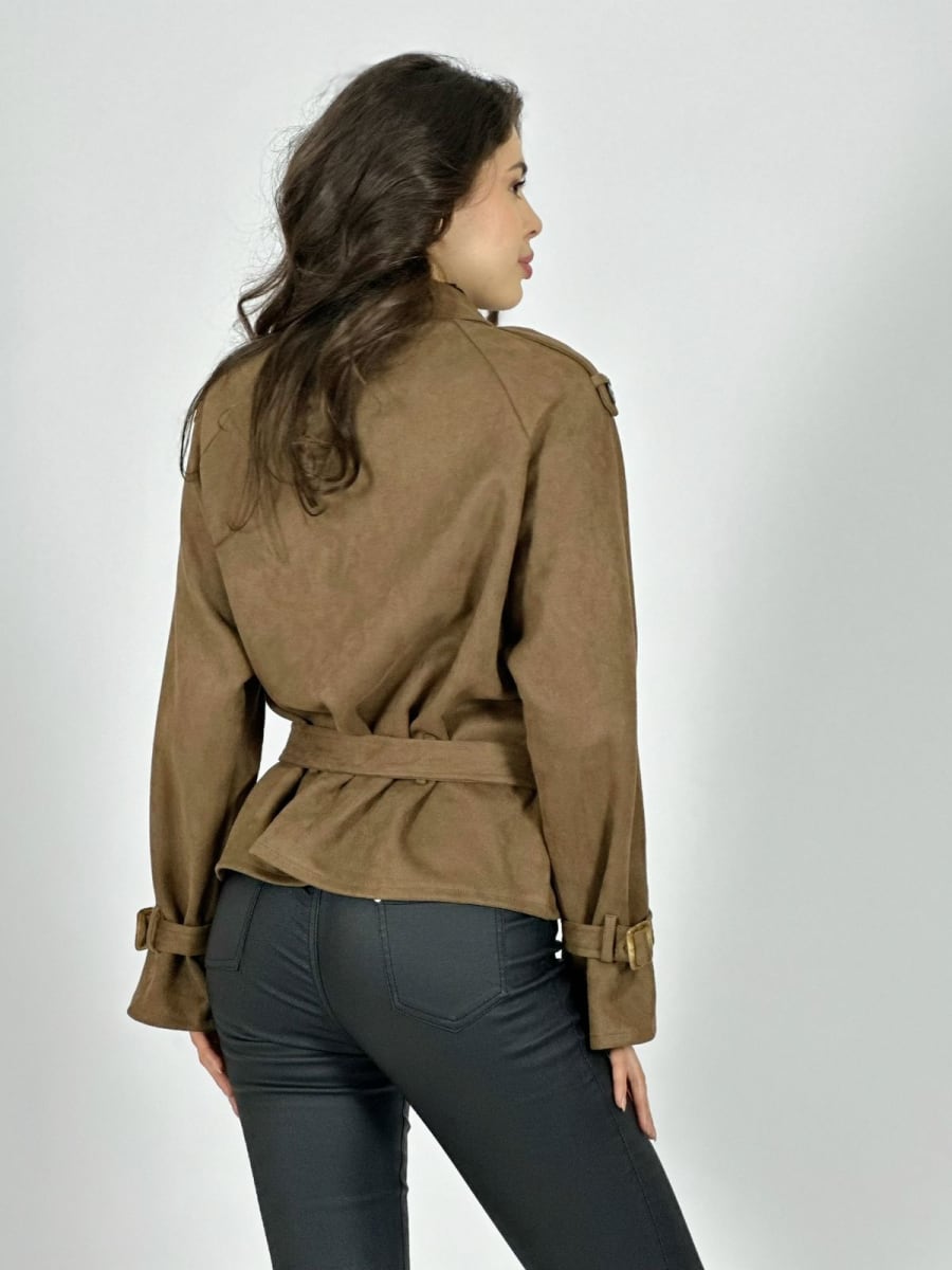 Chaqueta Gamuza 4 Botones con Cinturon A1-355