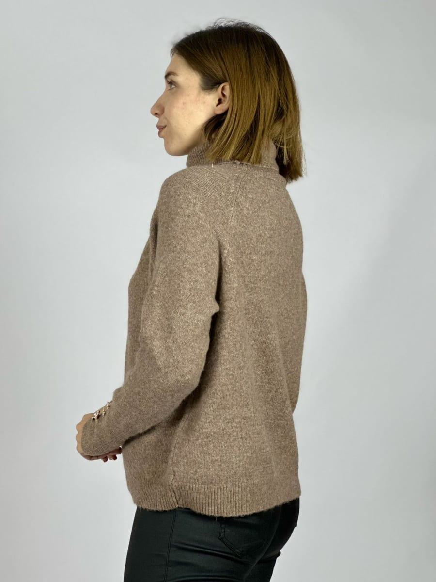 Sweater Spandex Lana Botones Mangas y Letra B A3-733
