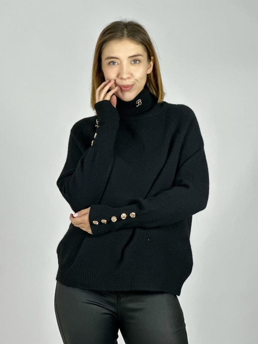 Sweater Spandex Lana Botones Mangas y Letra B A3-734