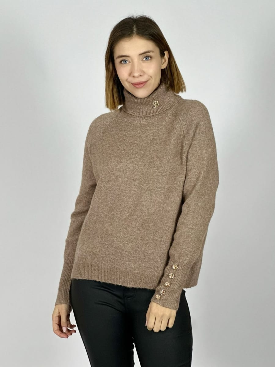 Sweater Spandex Lana Botones Mangas y Letra B A3-732
