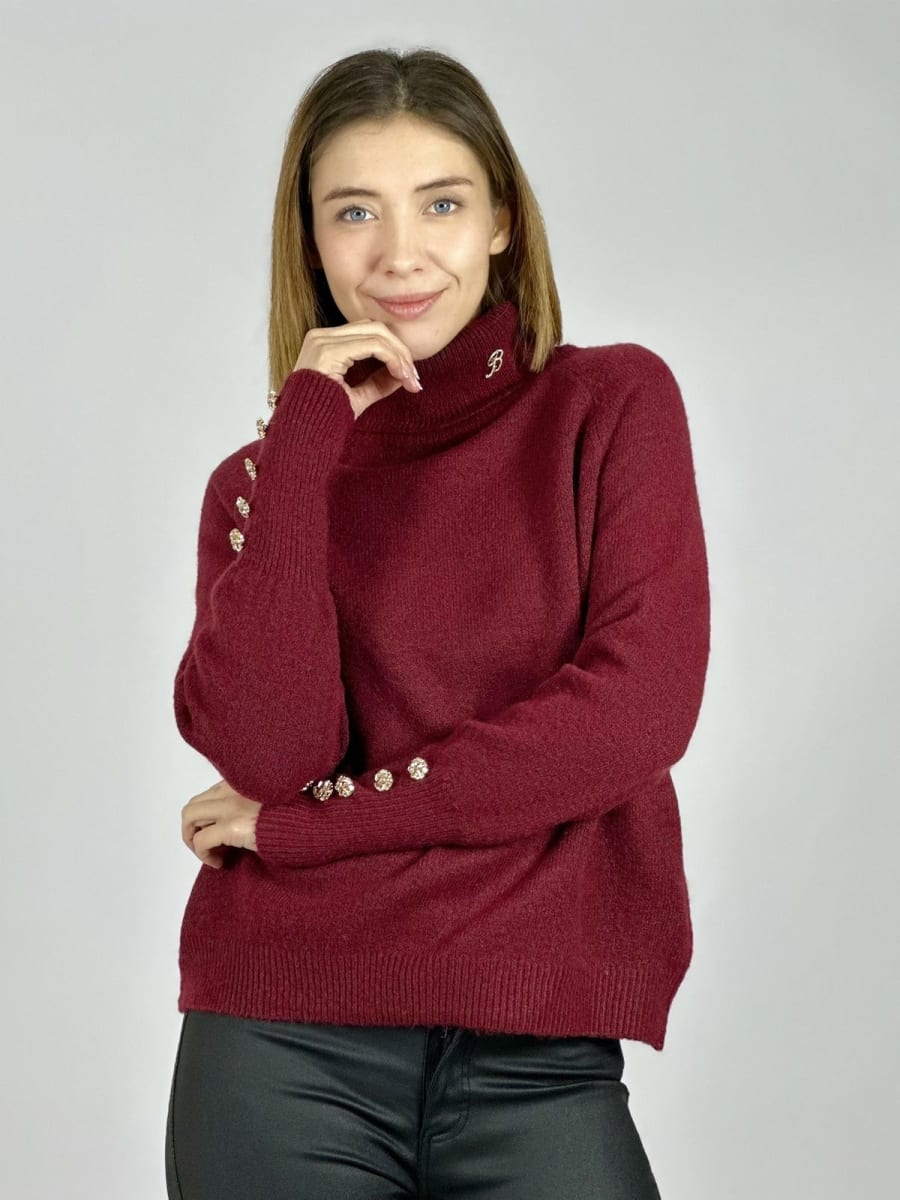 Sweater Spandex Lana Botones Mangas y Letra B A3-7313