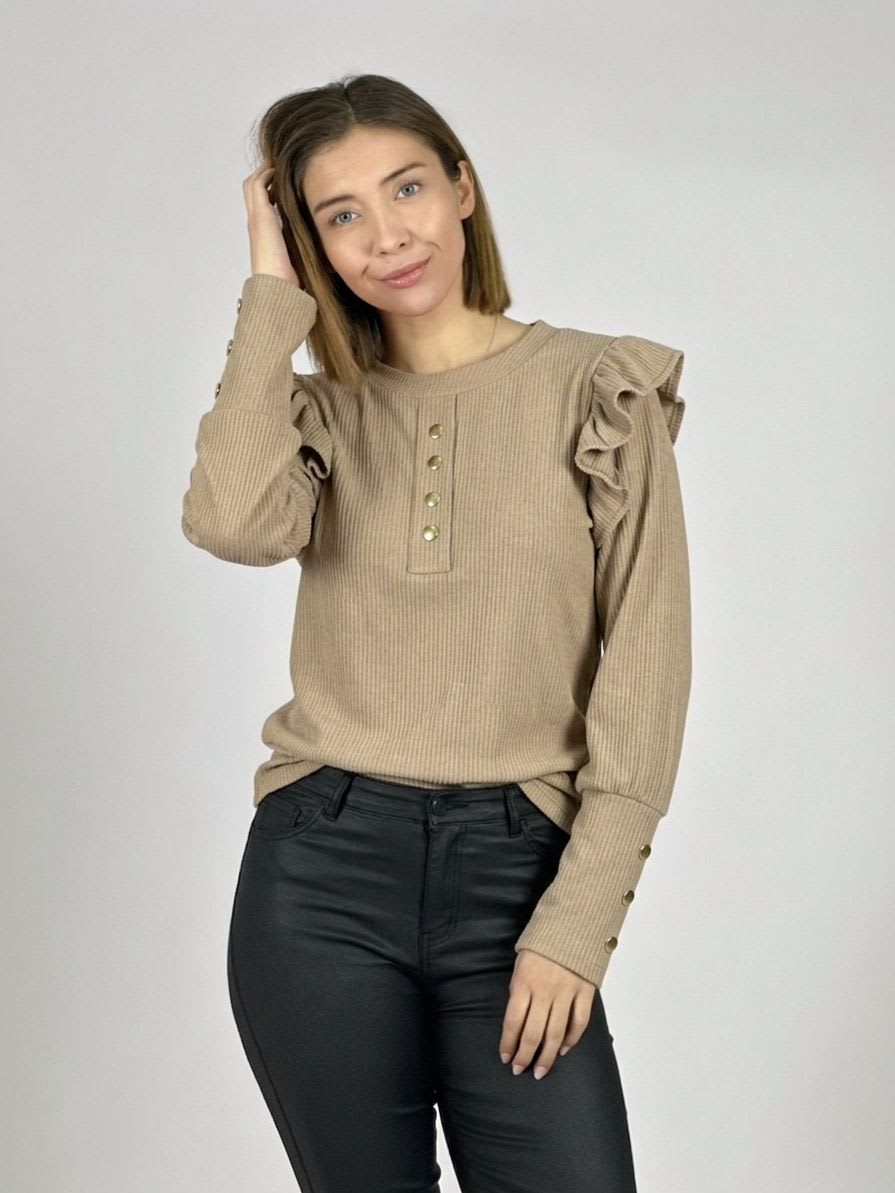Polera Rayon Faralao en Hombros con Botones en Cuello y Mangas A2