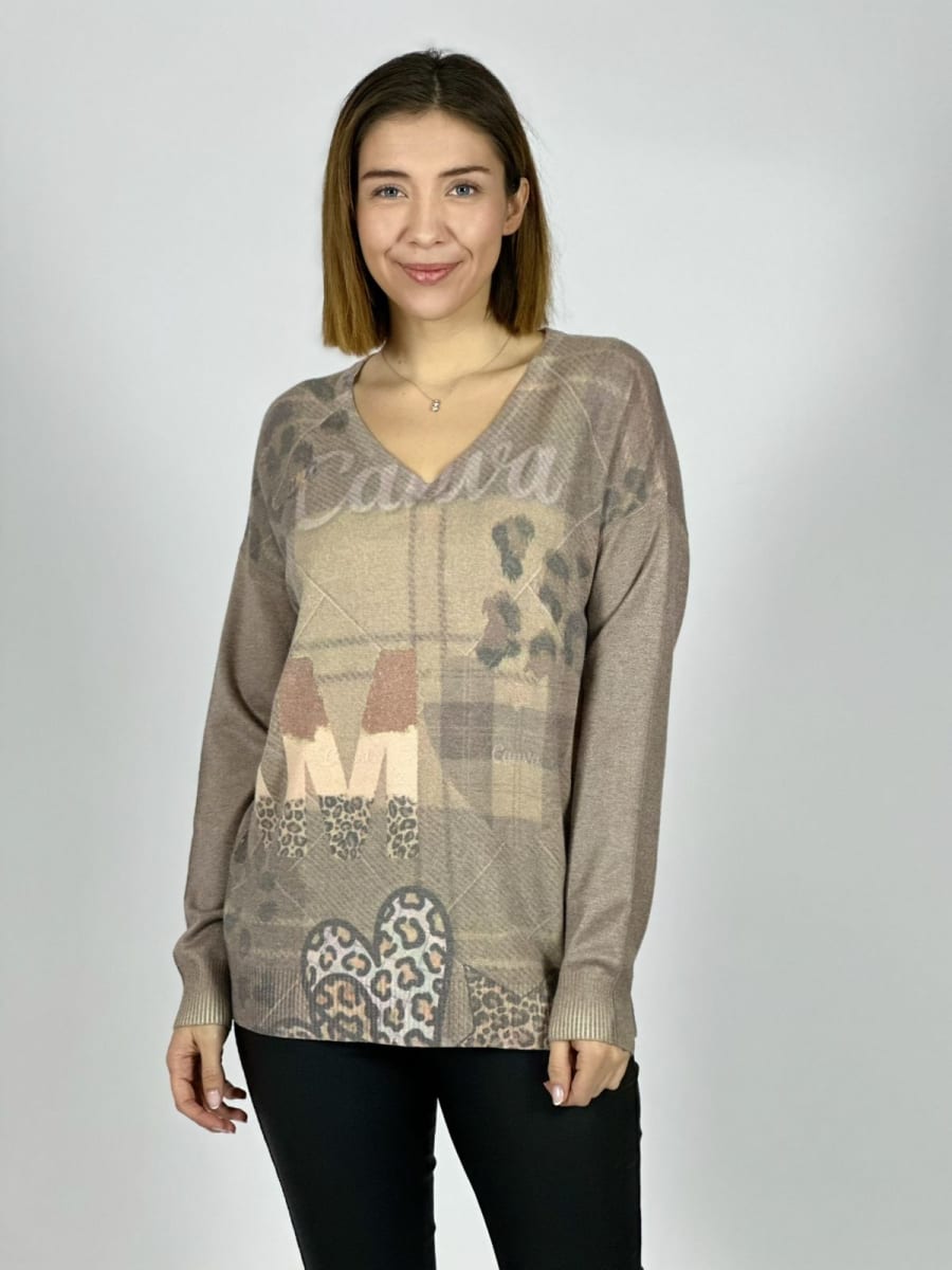 Spandex Cuello V Canva/Leopard B3-1472