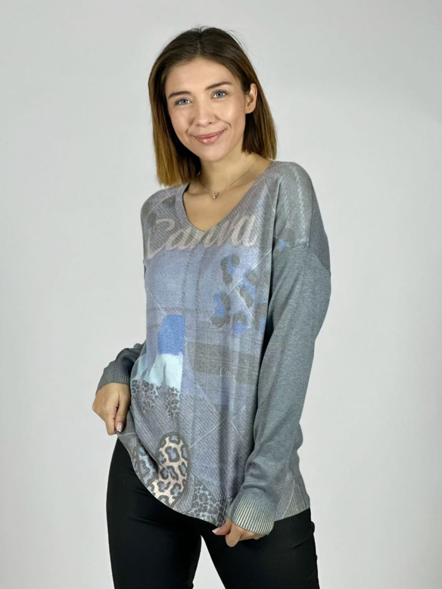 Spandex Cuello V Canva/Leopard B3-1475