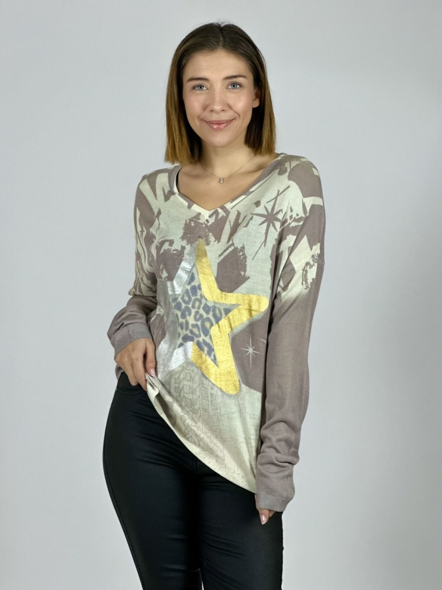 Sweater Diseño Estrella Plateada/Dorada A3-718