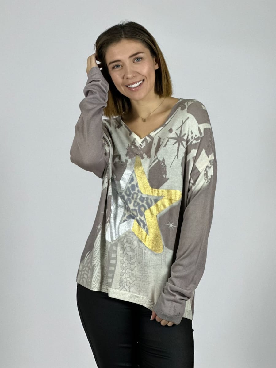 Sweater Diseño Estrella Plateada/Dorada A3-717