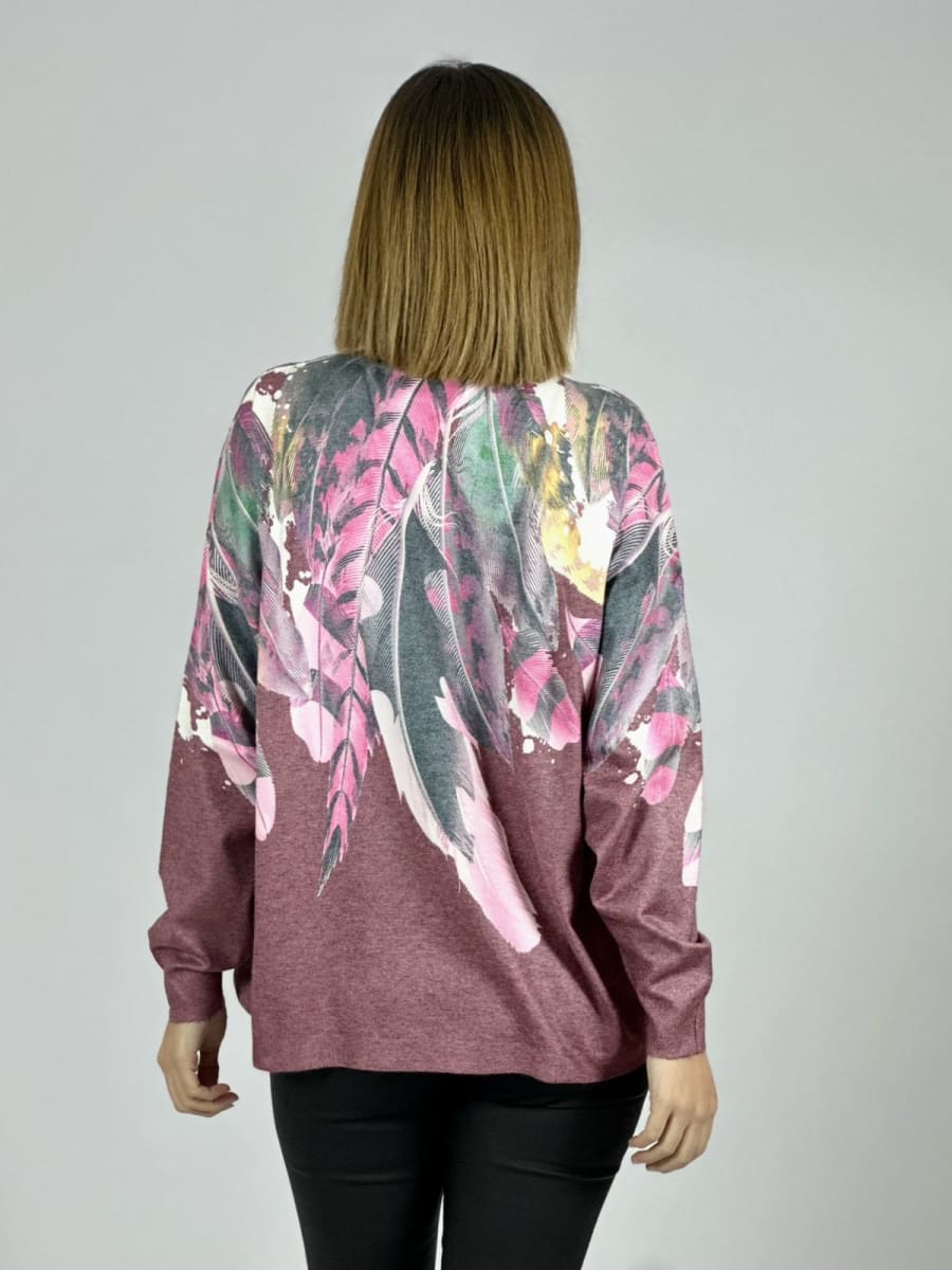 Sweater Hilo Estampado Plumas Hombro A3-8011