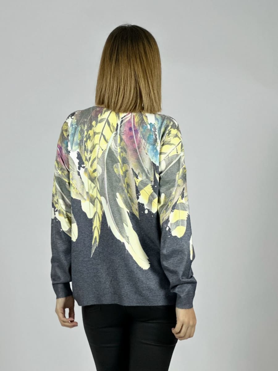 Sweater Hilo Estampado Plumas Hombro A3-8017