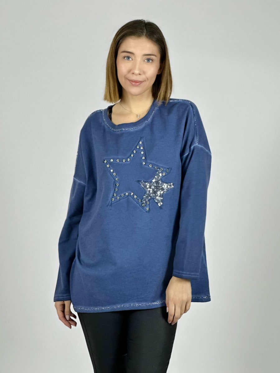 Poleron Algodon Doble Estrella Frontal B1-1035