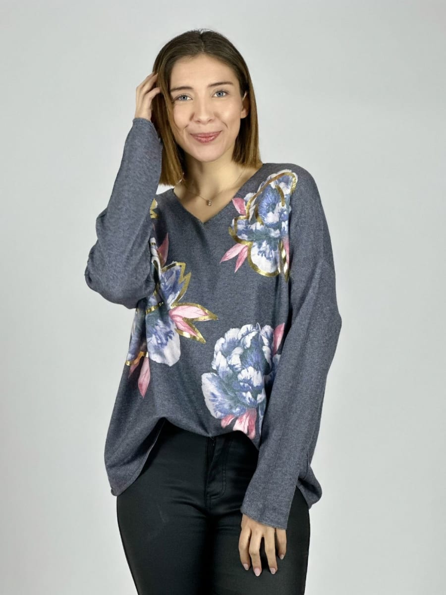 Sweater Spandex Hilo Estampado Floral A1-7/1312