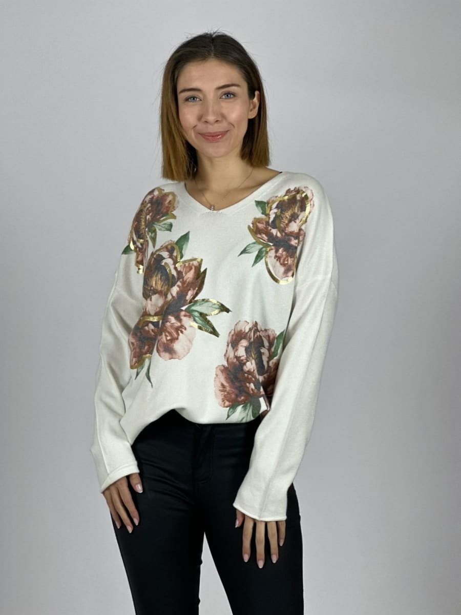 Sweater Spandex Hilo Estampado Floral A1-7/131
