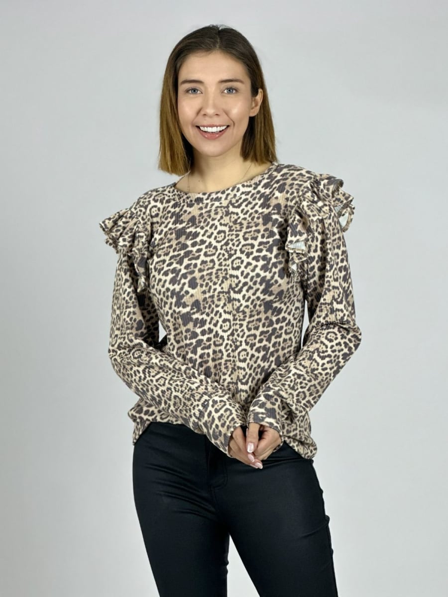 Polera Punto Guepardo Faralao en Mangas A3-834