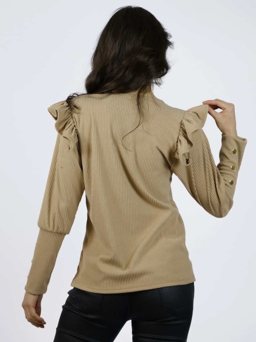 Polera Rayon Faralao en Hombros con Botones en Cuello y Mangas A6