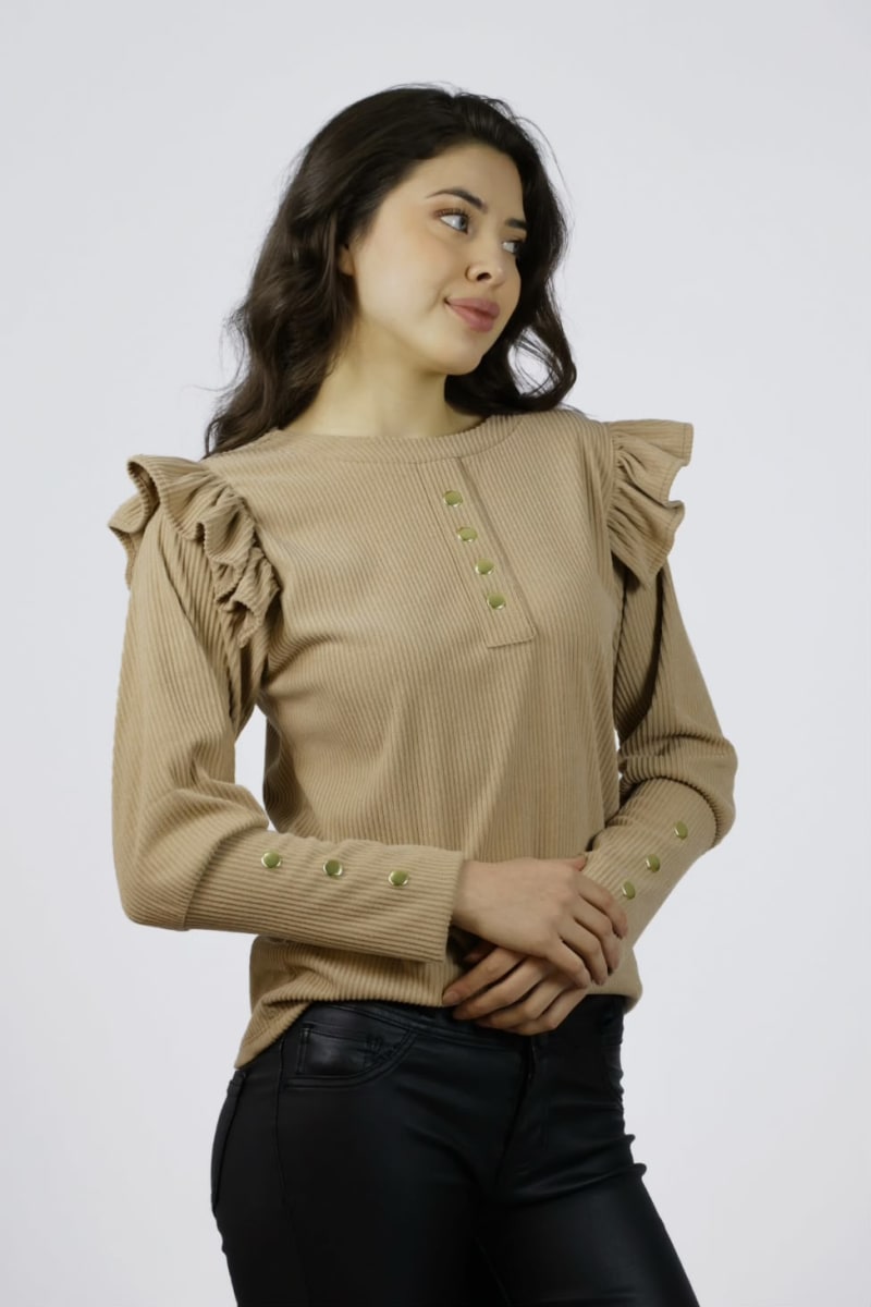 Polera Rayon Faralao en Hombros con Botones en Cuello y Mangas A4