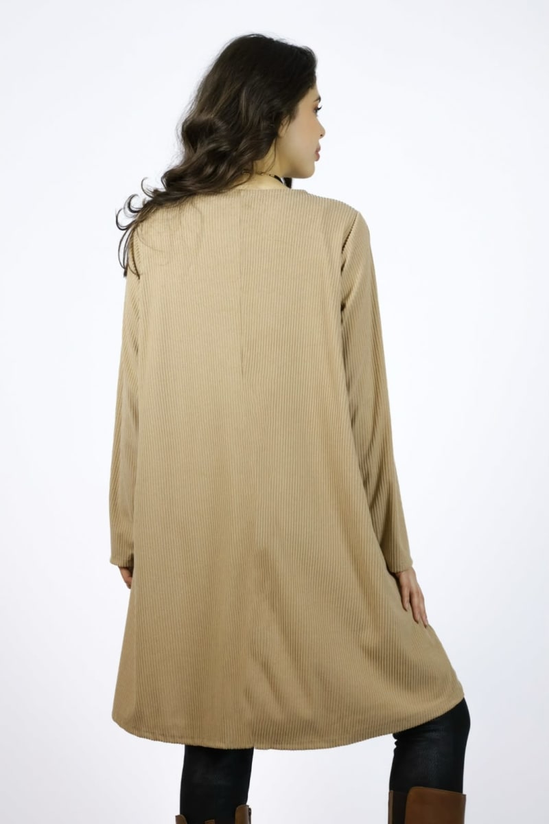 Polera Larga Bolsillos Cuerina A3-703