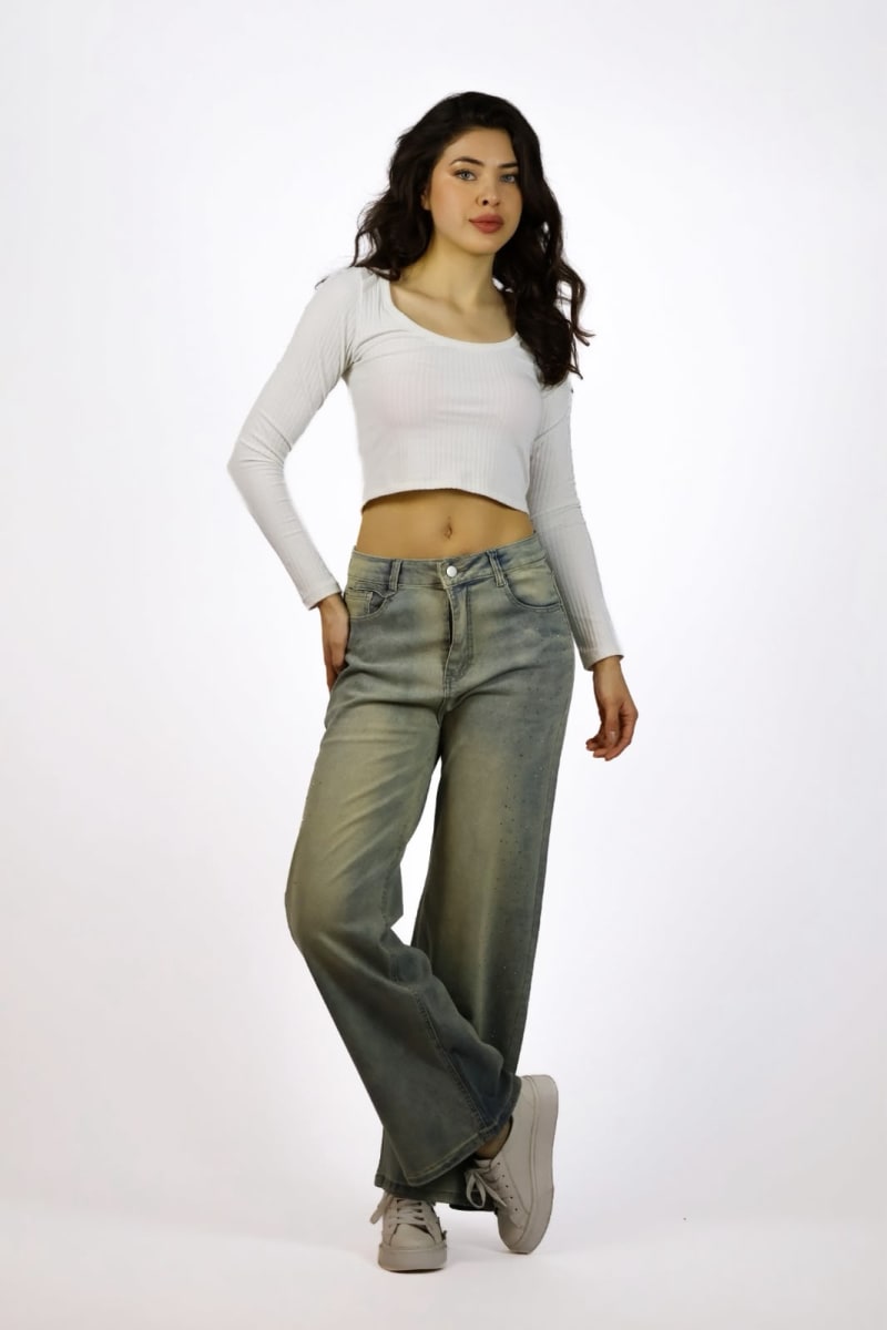 Jeans Elasticado Con Brillo a los Costados A1-162