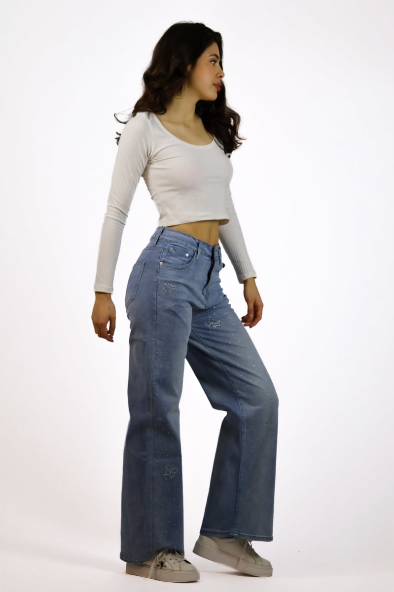 Jeans Elasticado Mariposas con Brillos A1-222