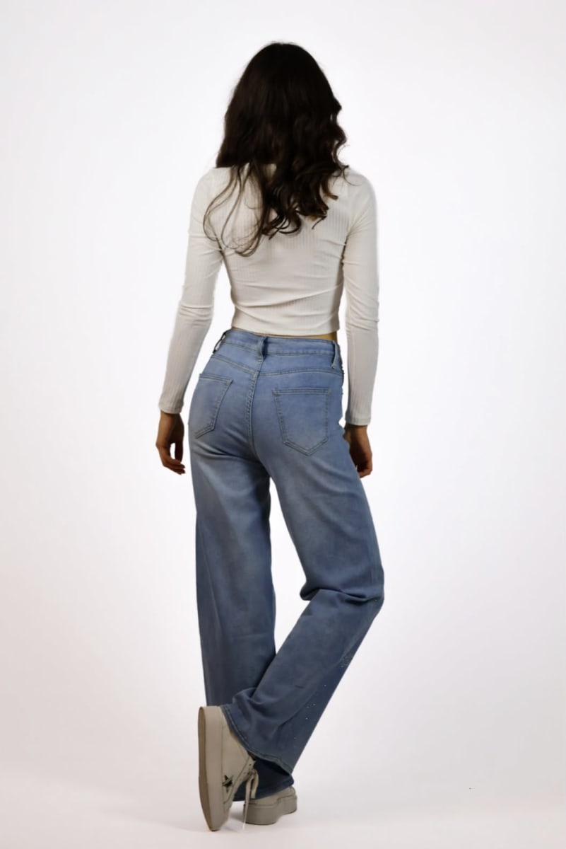 Jeans Elasticado Mariposas con Brillos A1-223
