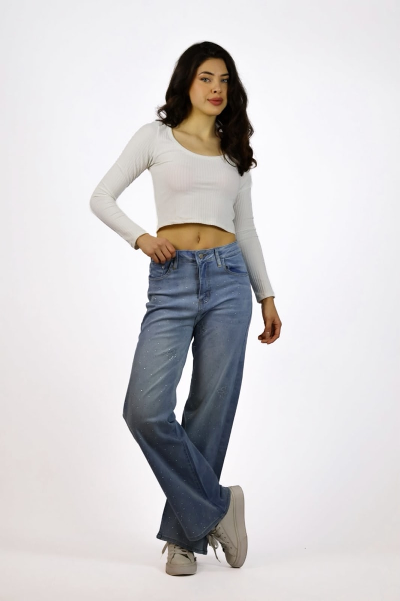 Jeans Elasticado Mariposas con Brillos A1-221