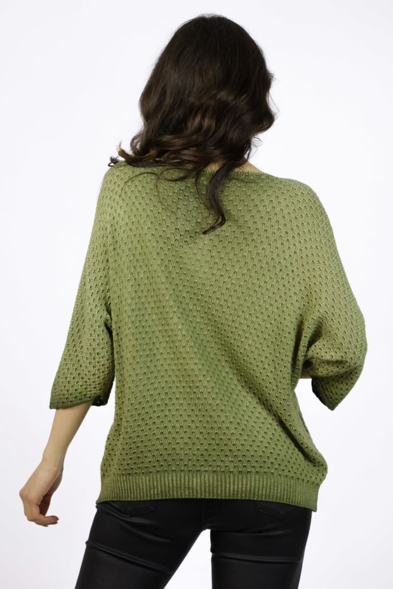 Sweater Tejido Hilo Italiano Diseño Hojas A1-458