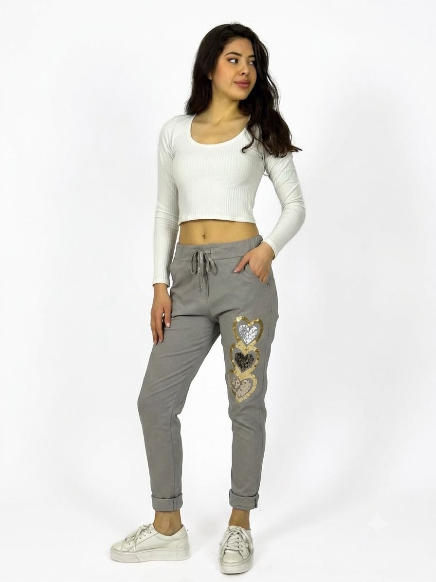 Jogger Italiano Estampado Triple Corazon Brillante A1-294