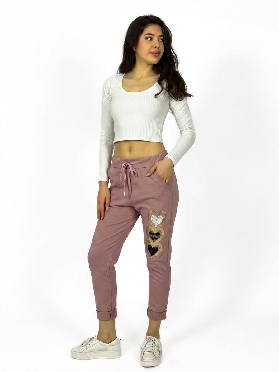 Jogger Italiano Estampado Triple Corazon Brillante A1-291