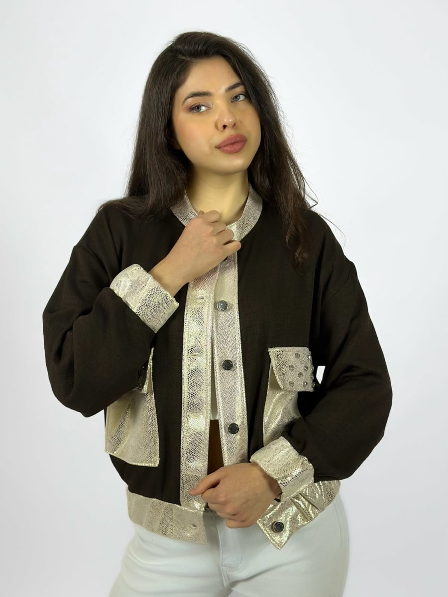 Bomber Italiano Bordes Y Bolsillos con Brillos A1-163