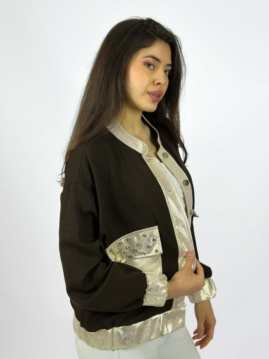 Bomber Italiano Bordes Y Bolsillos con Brillos A1-164