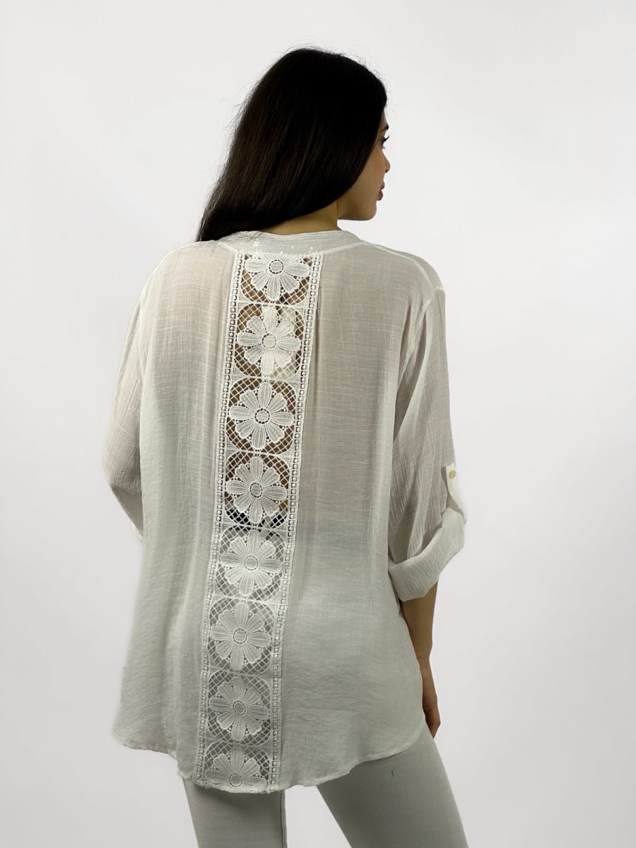 Blusa Casual Bordes y Bolsillo con Brillos Dorso Tejido A1-2012