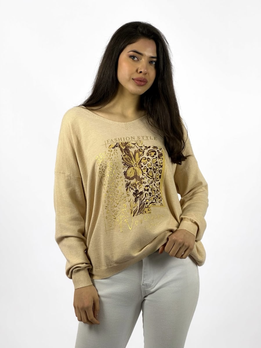 Sweater Spandex Flor Print A4-901