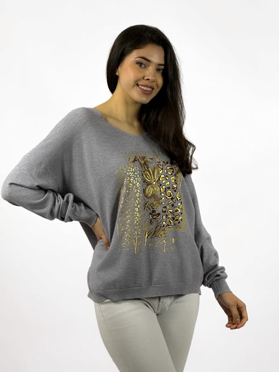 Sweater Spandex Flor Print A4-905