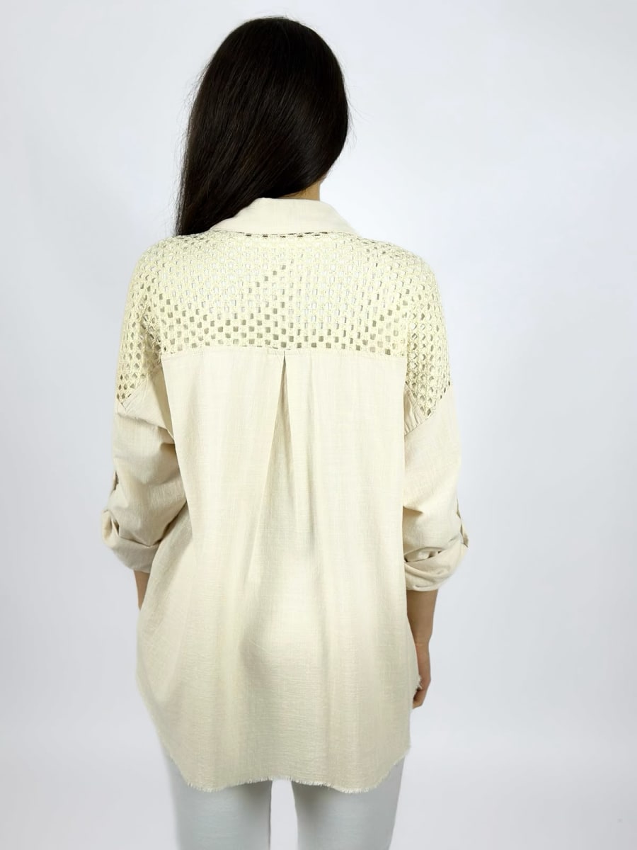 Blusa Lino Dorso y Bolsillo Tejido A1-1513
