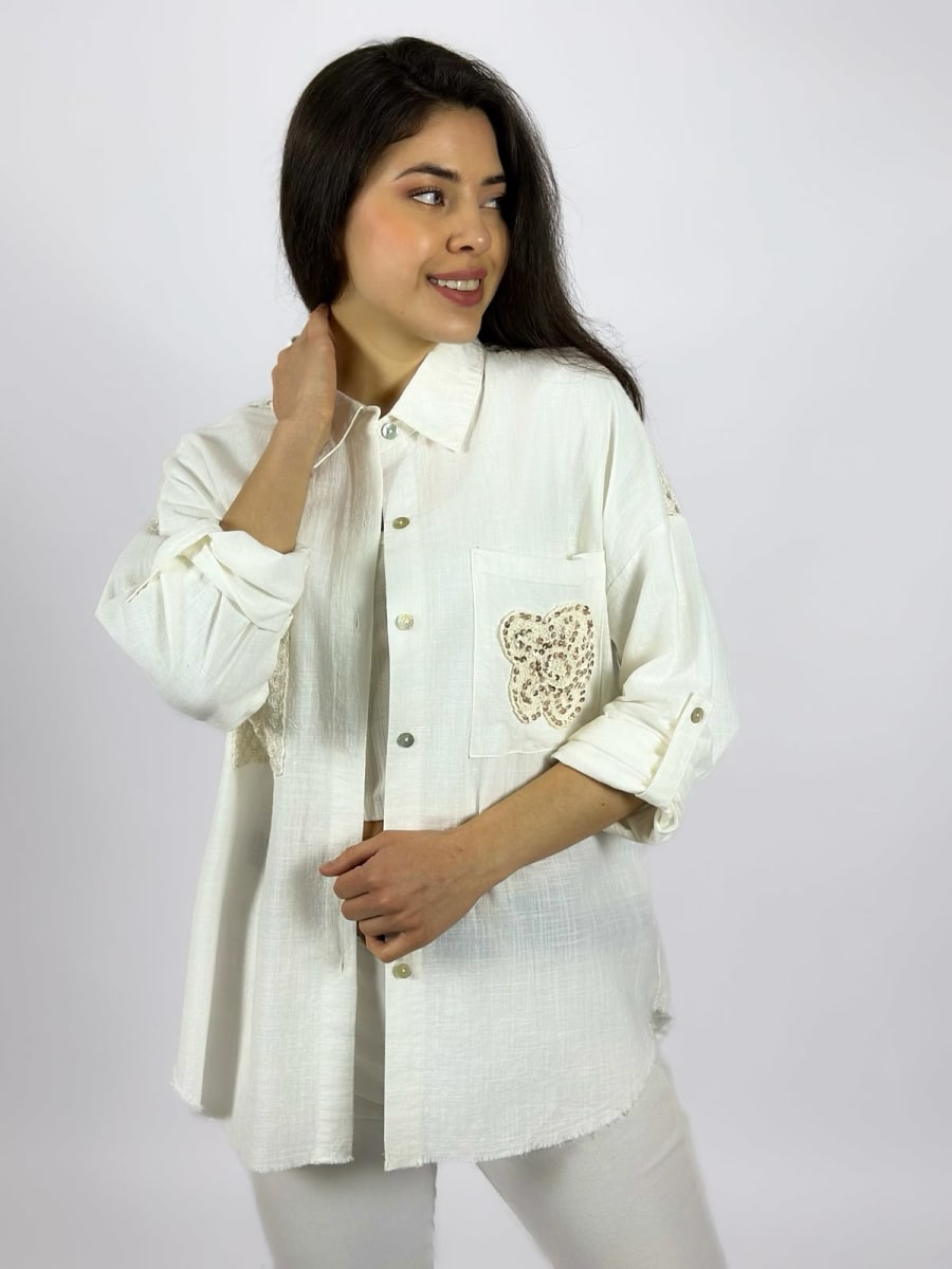 Blusa Lino Dorso y Bolsillo Tejido A1-154