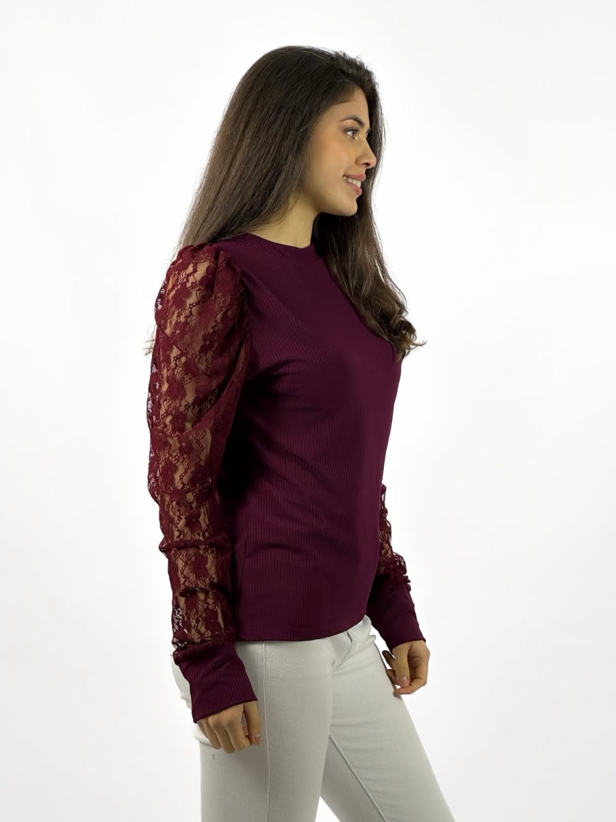 Polera Casual Mangas de Encaje A3-776