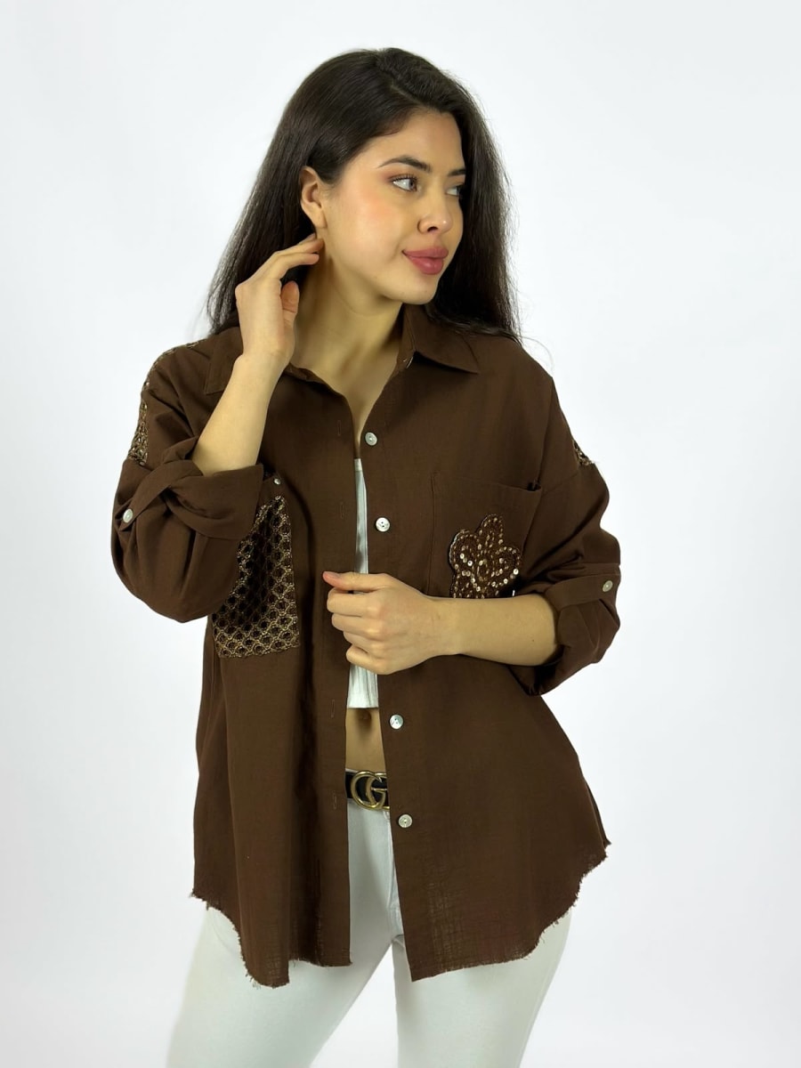 Blusa Lino Dorso y Bolsillo Tejido A1-151