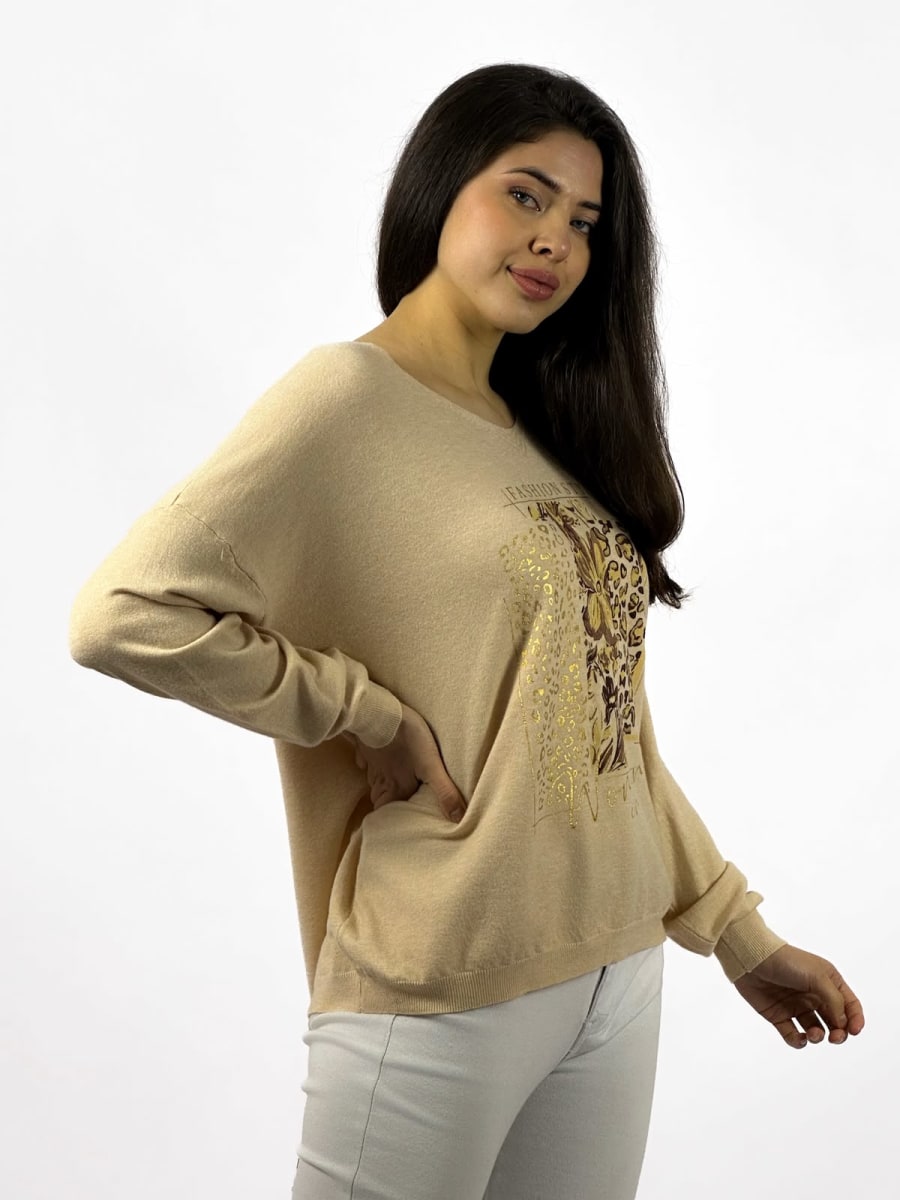 Sweater Spandex Flor Print A4-903