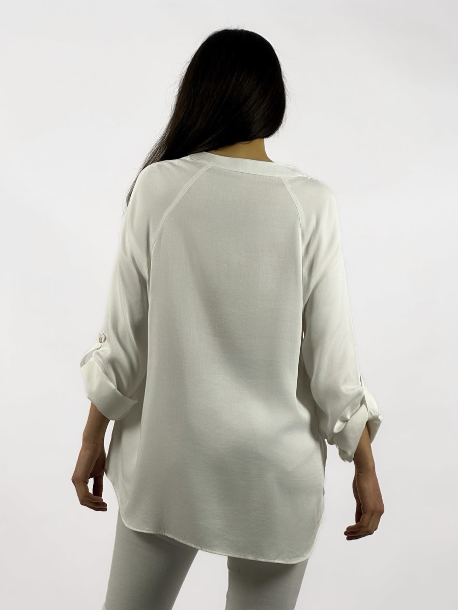 Blusa Diseño Broderi Flor Plateada A1-2912