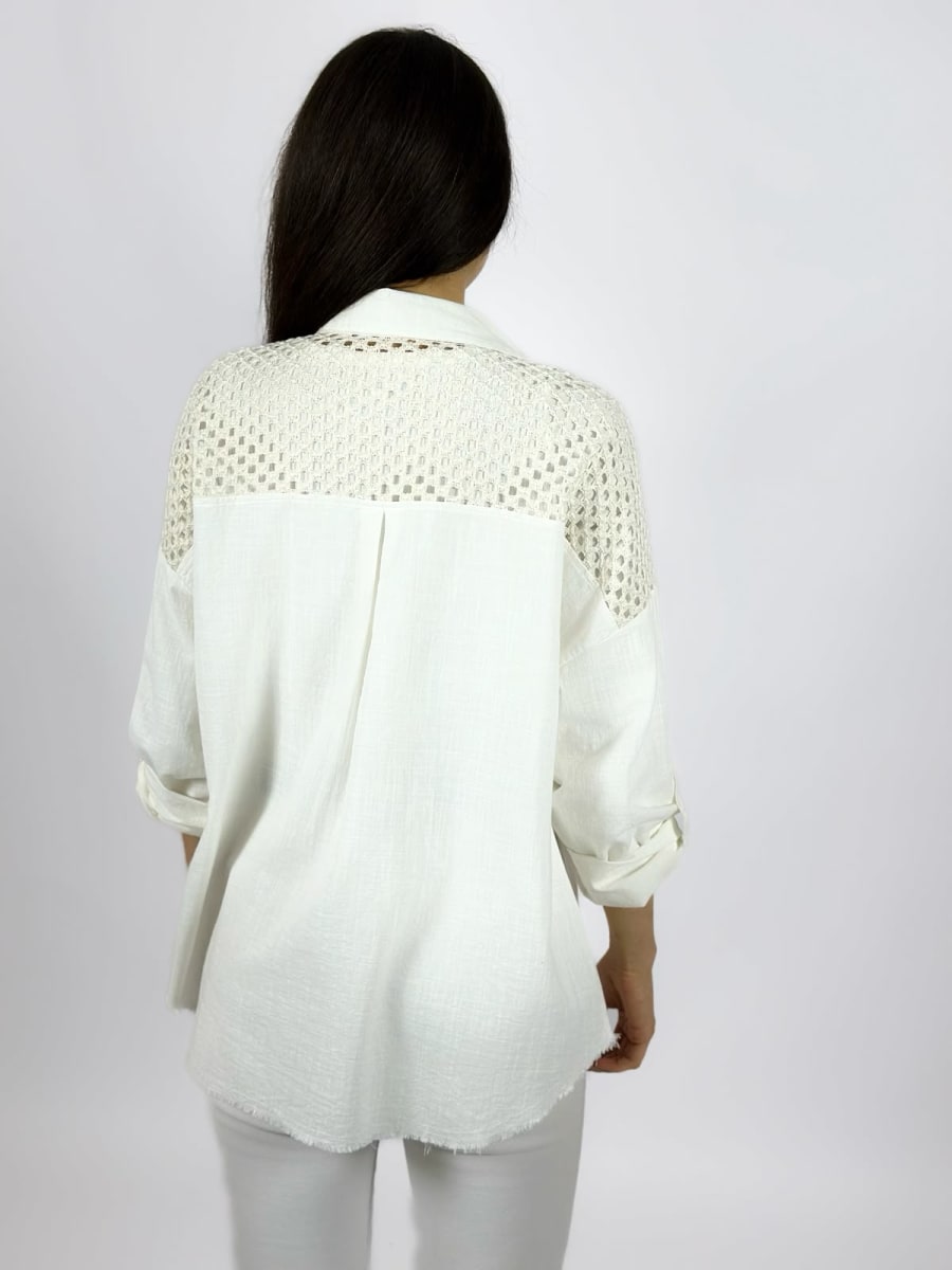 Blusa Lino Dorso y Bolsillo Tejido A1-156