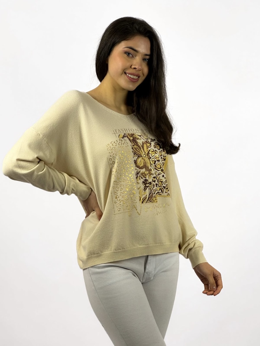 Sweater Spandex Flor Print A4-908