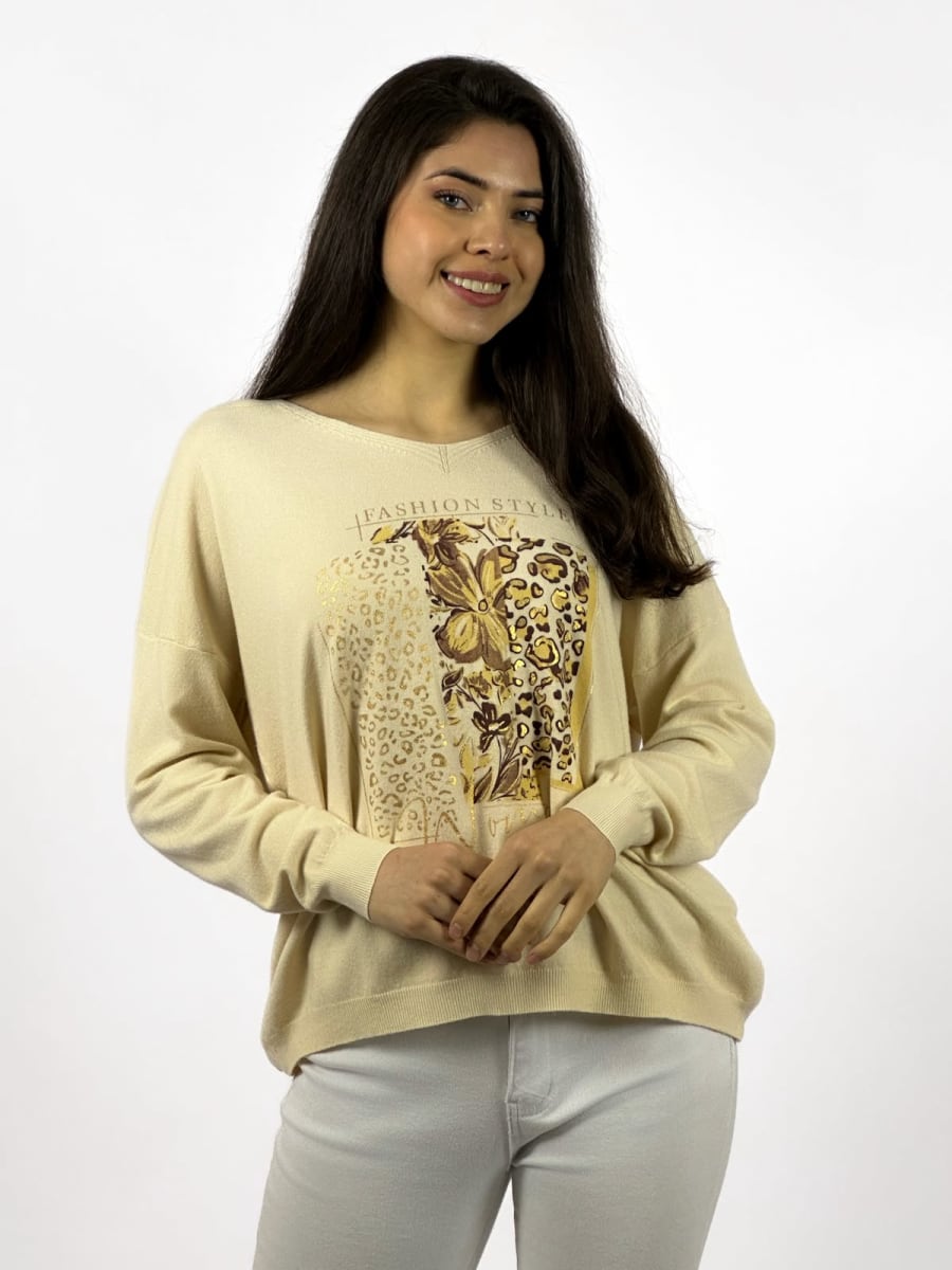 Sweater Spandex Flor Print A4-907