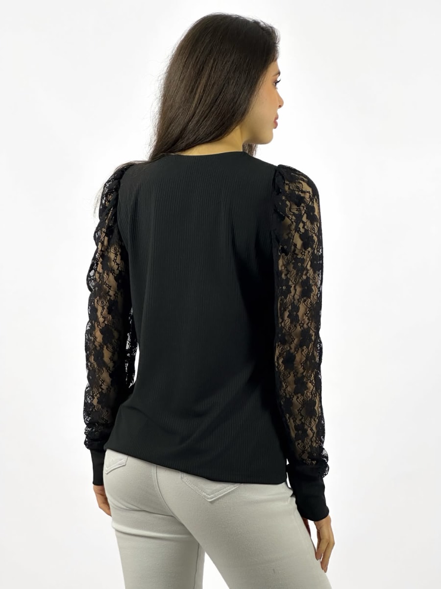 Polera Casual Mangas de Encaje A3-773