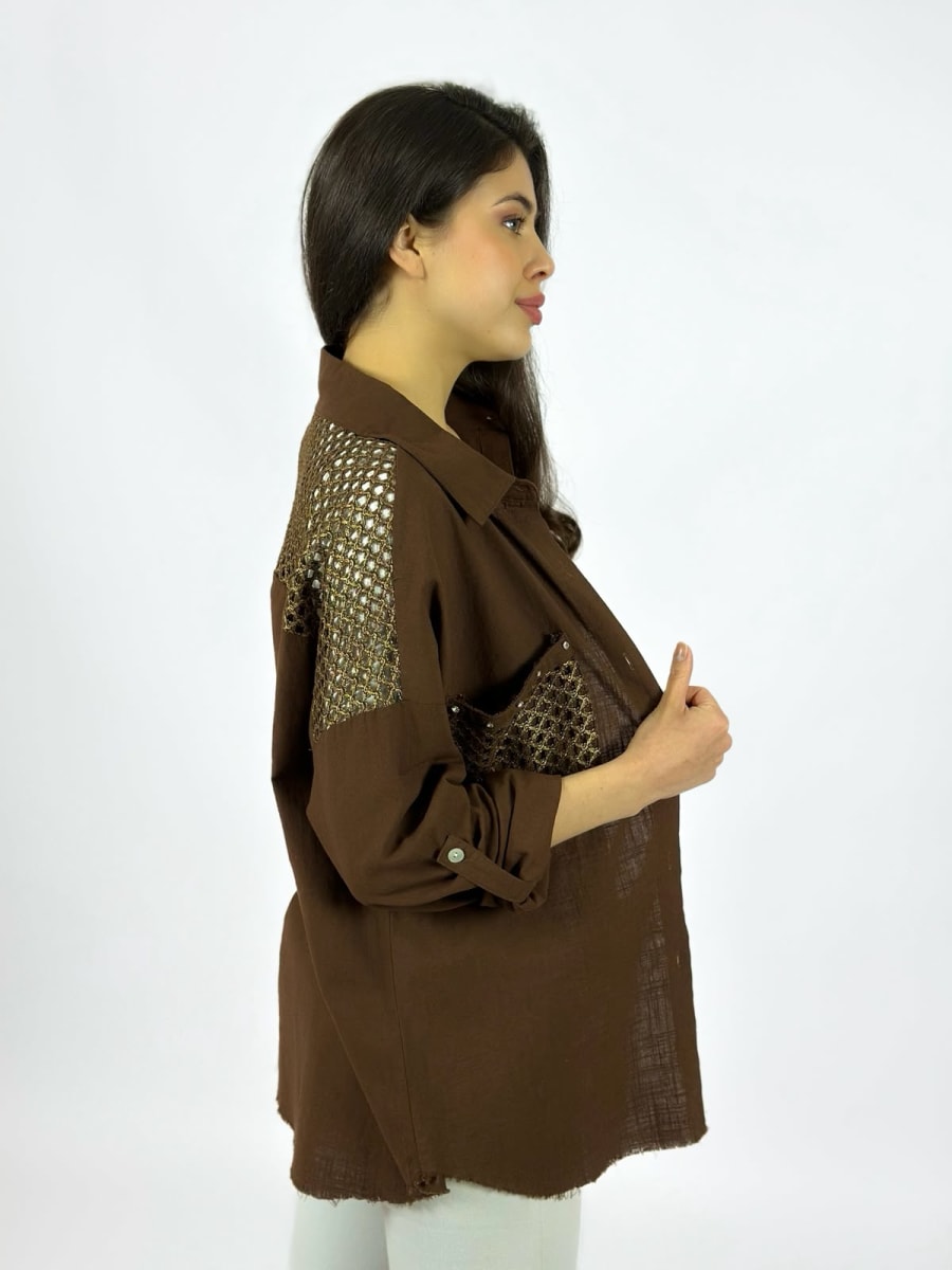 Blusa Lino Dorso y Bolsillo Tejido A1-153