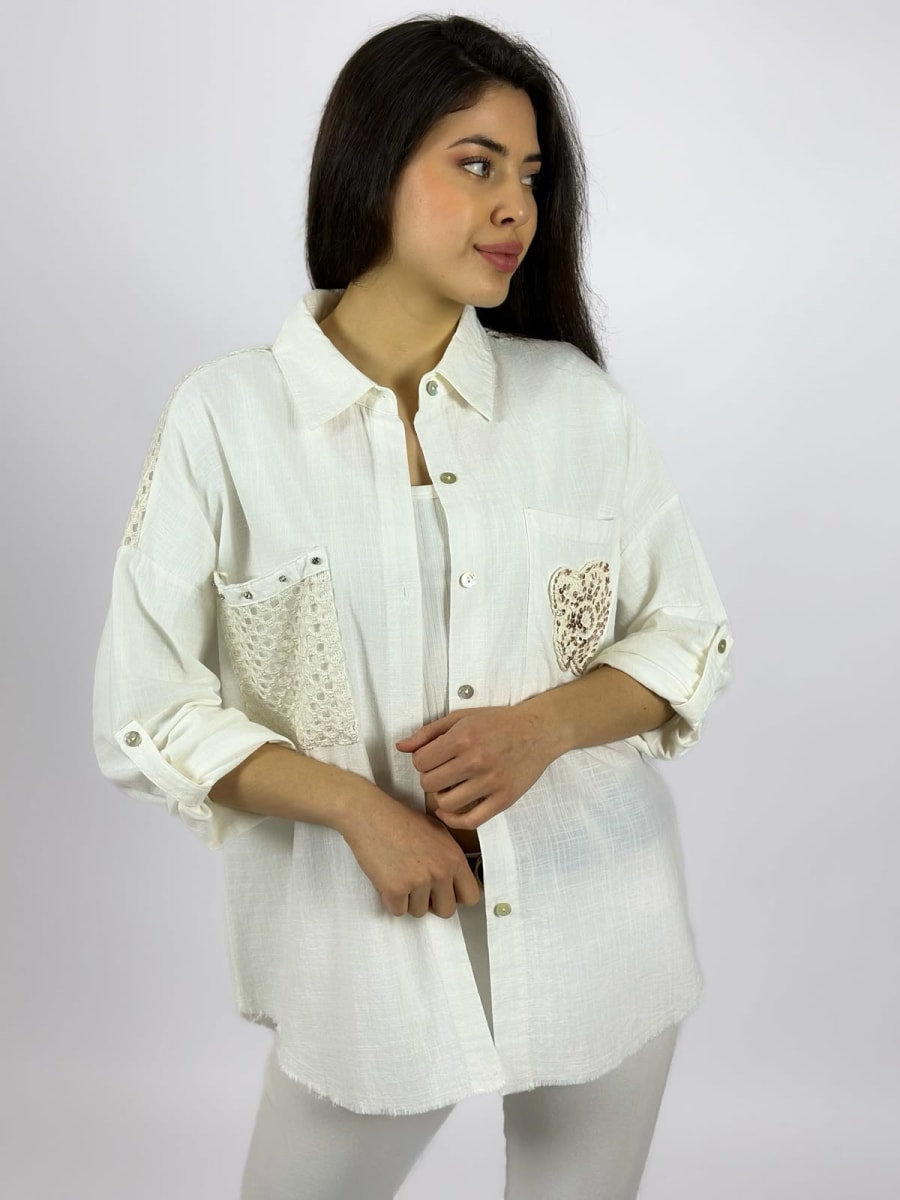 Blusa Lino Dorso y Bolsillo Tejido A1-155