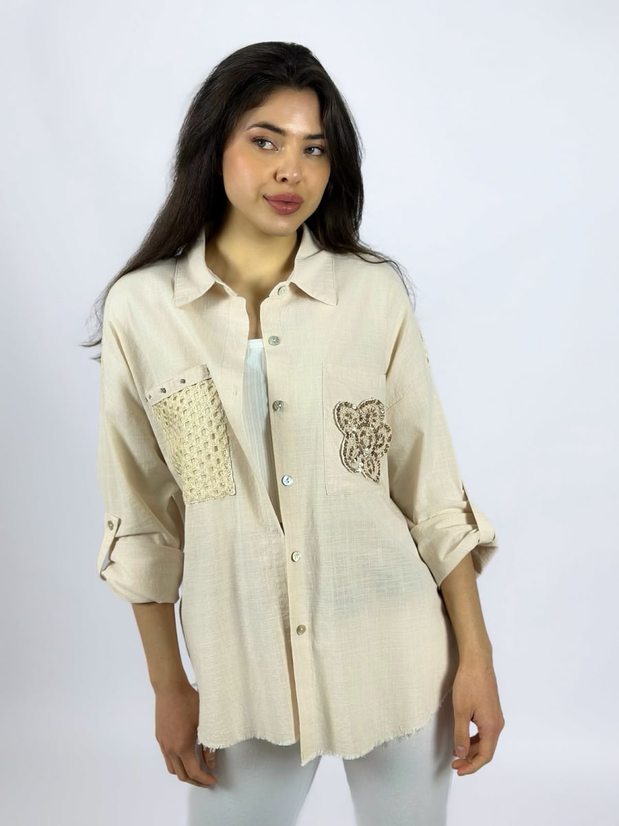 Blusa Lino Dorso y Bolsillo Tejido A1-1510