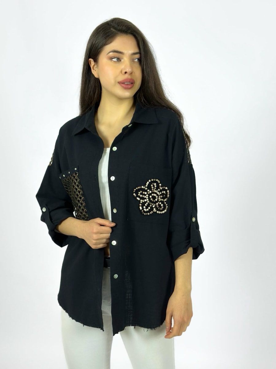 Blusa Lino Dorso y Bolsillo Tejido A1-158