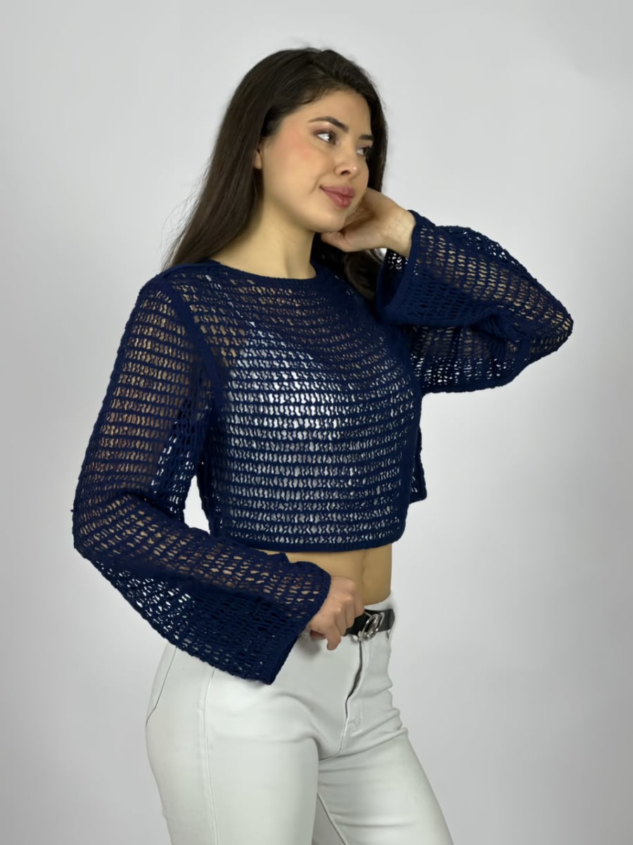 Sweater Tejido de Hilo Tipo Crop Top A4-9111