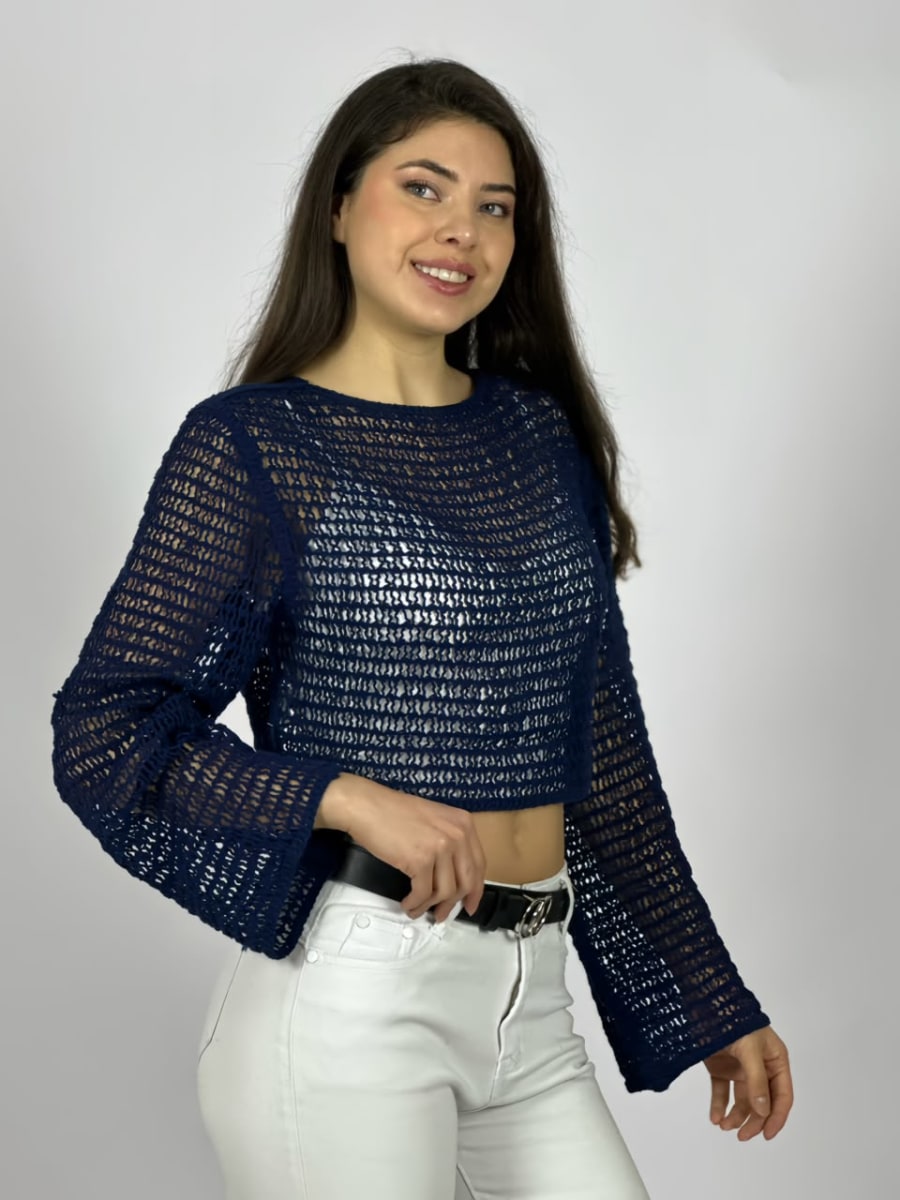 Sweater Tejido de Hilo Tipo Crop Top A4-9110