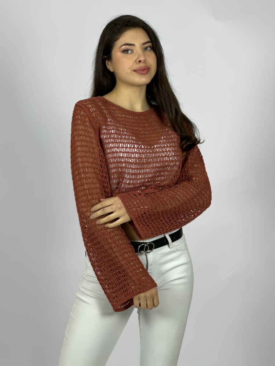 Sweater Tejido de Hilo Tipo Crop Top A4-911