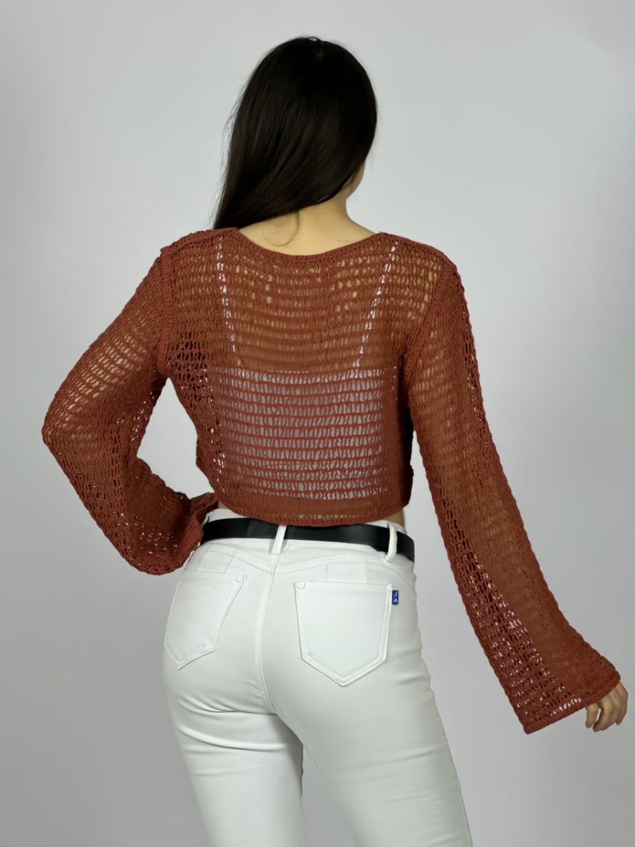 Sweater Tejido de Hilo Tipo Crop Top A4-913