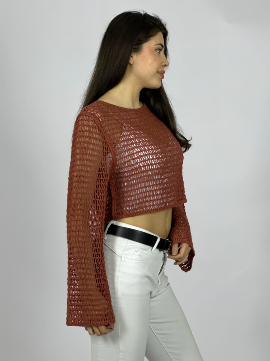 Sweater Tejido de Hilo Tipo Crop Top A4-914